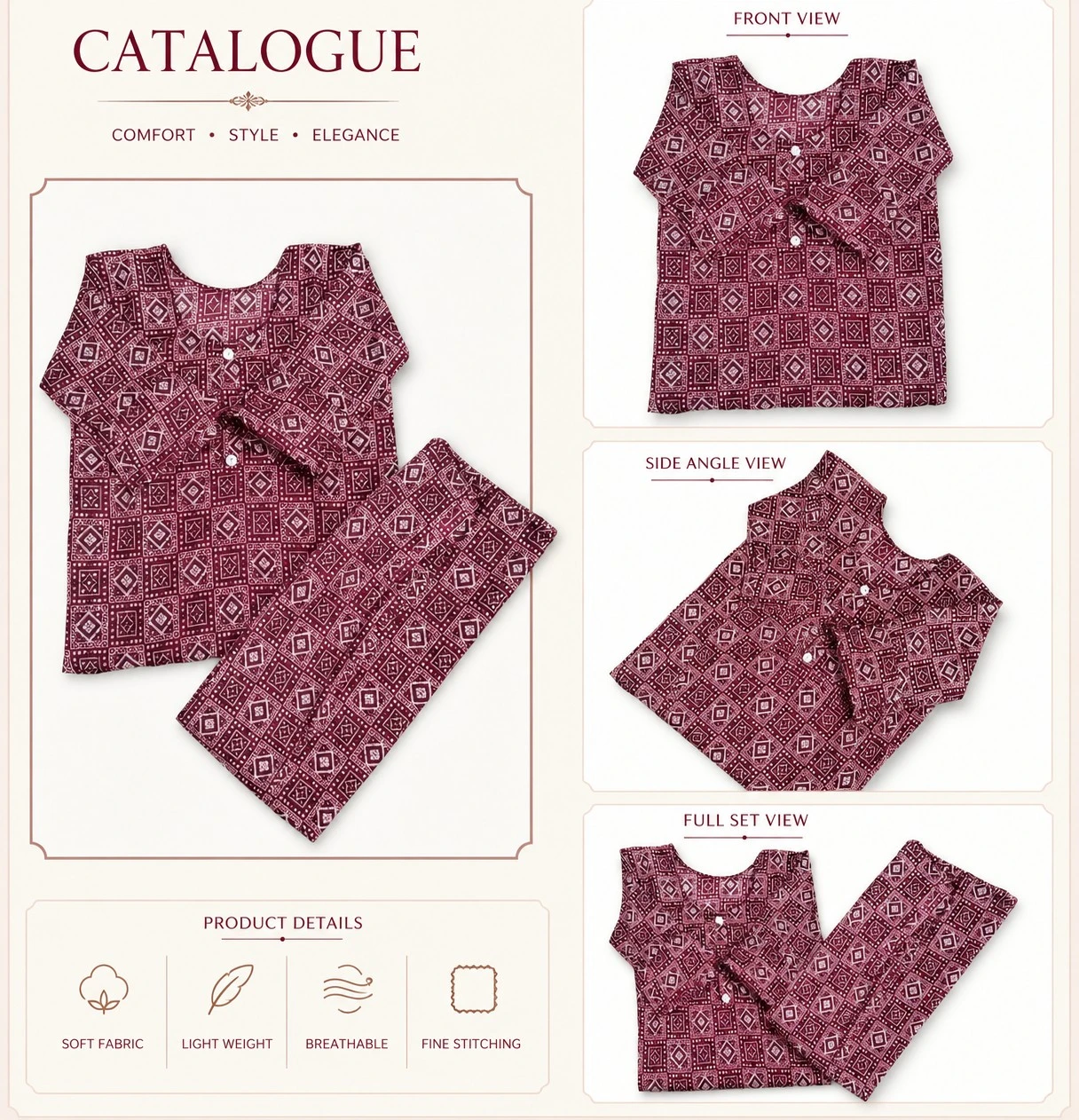 Rust Cotton Foil Printed Kurti