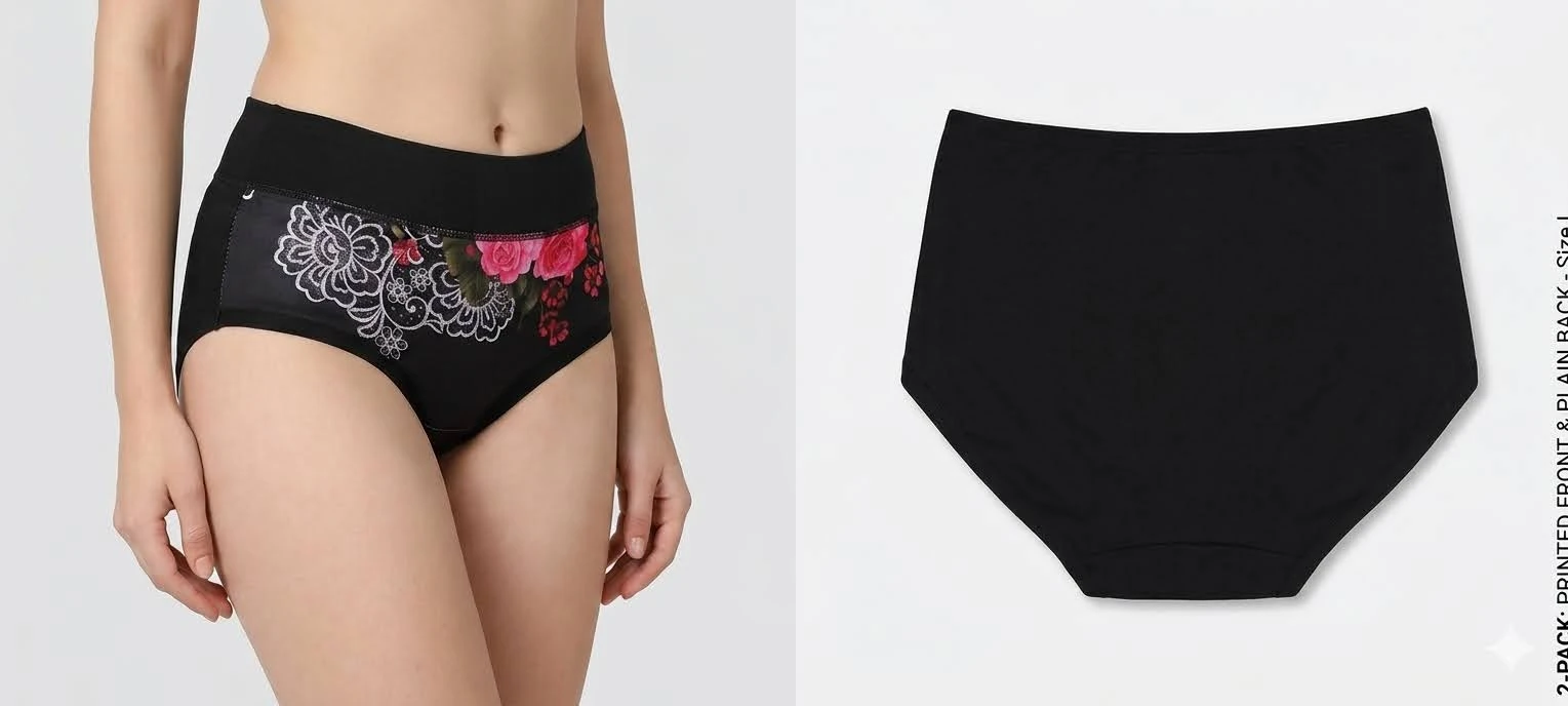 Women's High Waist Cotton Printed Panty | Soft Stretch Full Coverage Briefs