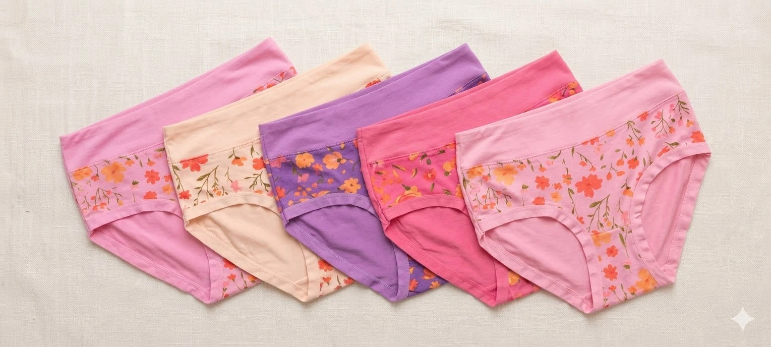 Women's Cotton Floral Printed Mid Waist Panty | Soft Stretch Daily Wear Briefs
