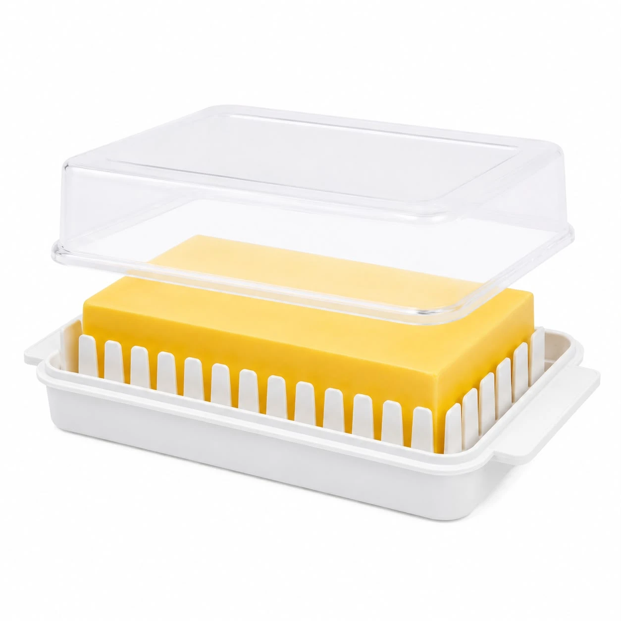 Butter Storage Box with Slicer – Airtight Butter Keeper Dish with Transparent Lid, Easy Slice Plastic Butter Container Tray for Fridge, Kitchen & Restaurant Use. (White)