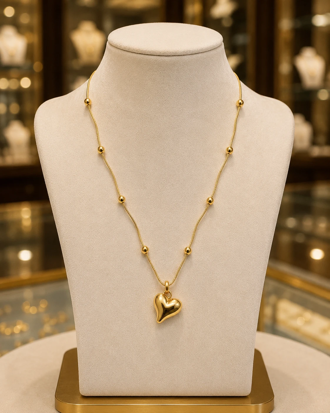 Arittri Golden Heart Anti-tarnished Necklace