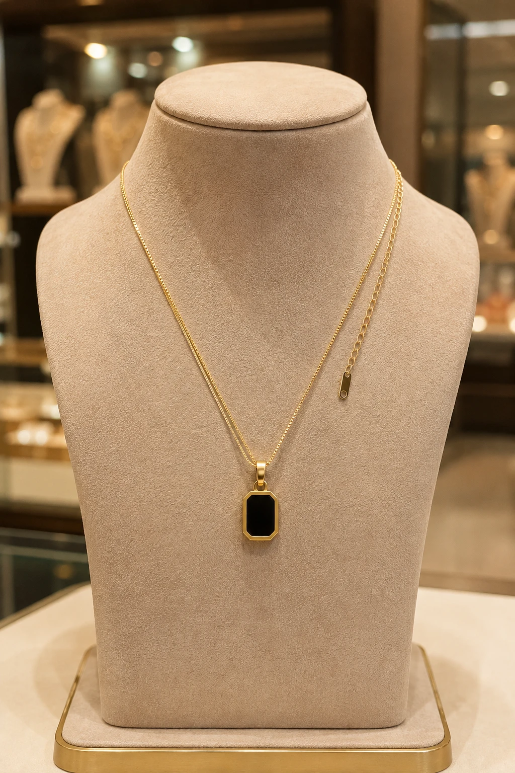 Arittri Black Rectangular Anti-tarnished Necklace