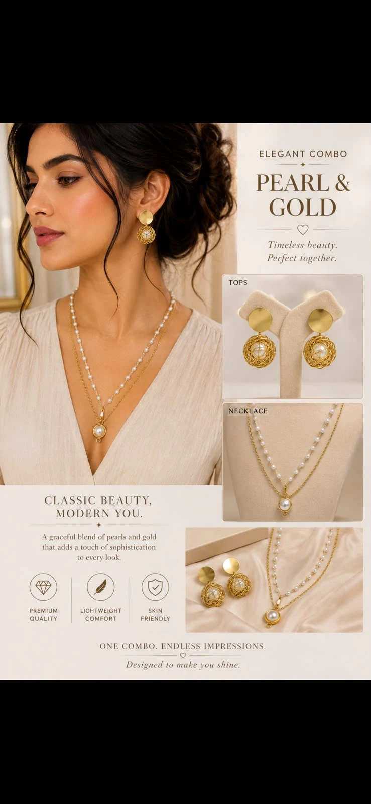 Arittri Combo White Pearl Anti-tarnished Jewellery