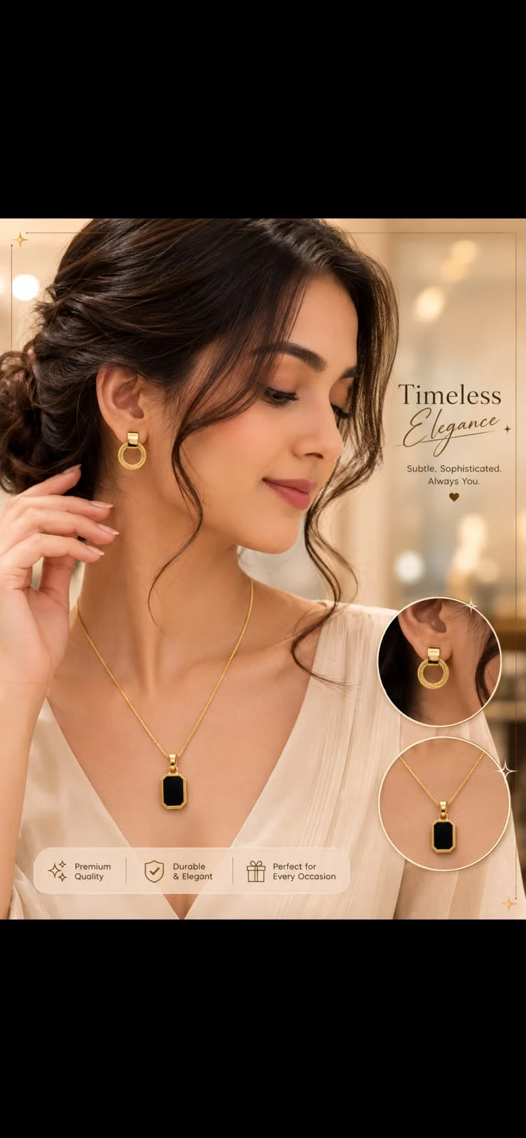 Arittri Combo Of Black Rectangular Anti-tarnished Jewellery