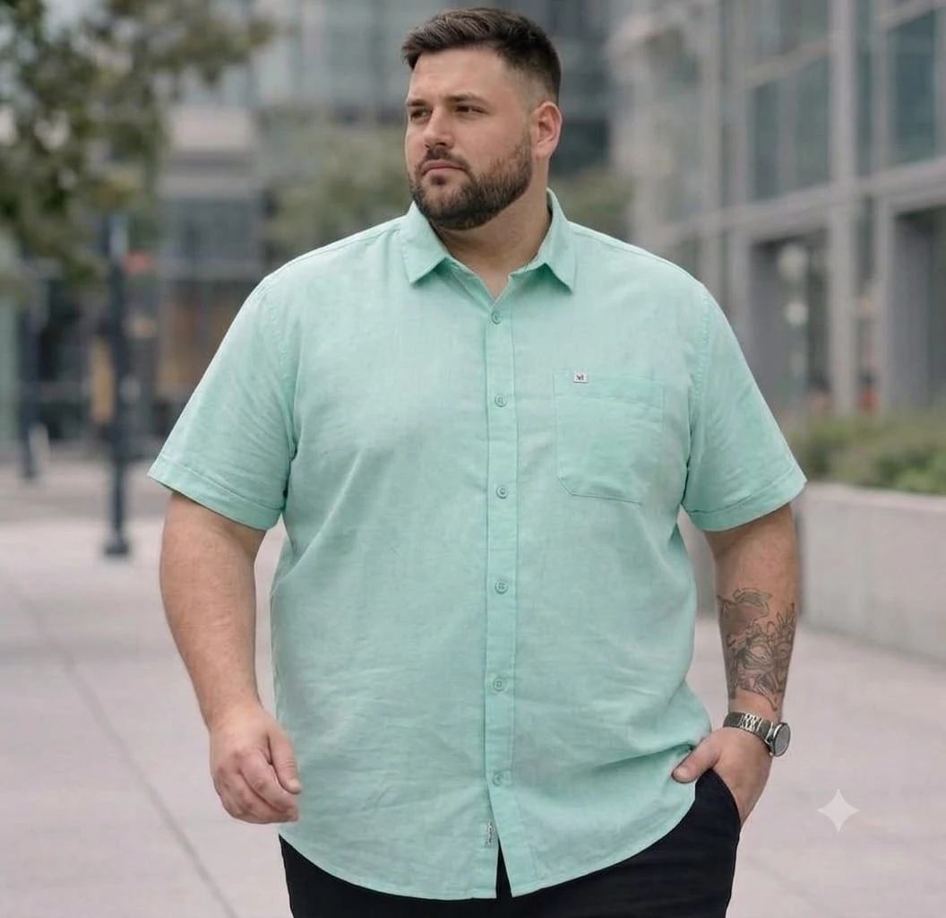 Men's Plus Size Solid Casual Shirt | Half Sleeve Cotton Blend Shirt for Men | Comfortable Regular Fit Shirt (Size 3XL to 7XL)