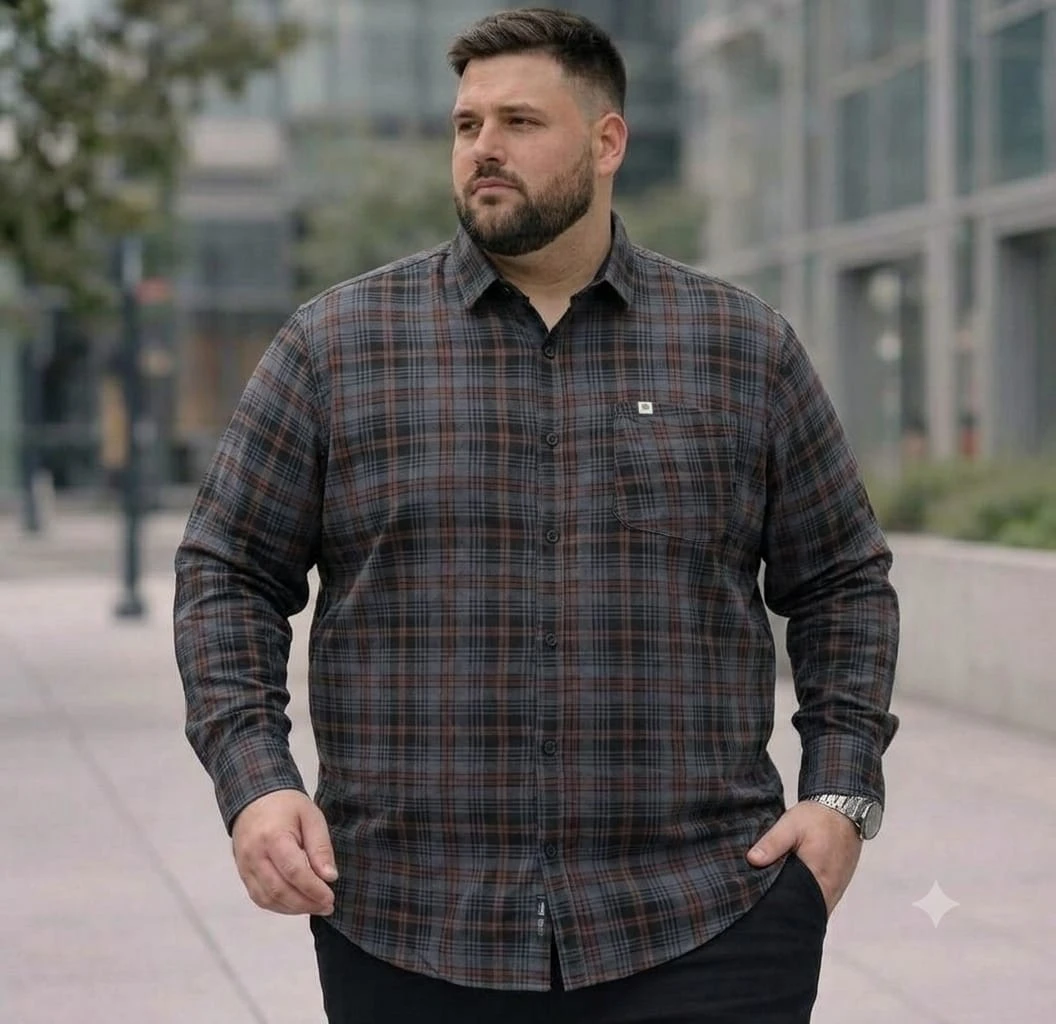 Men's Plus Size Checked Casual Shirt | Full Sleeve Cotton Blend Shirt for Men | Regular Fit Big Size Shirt (3XL to 7XL)