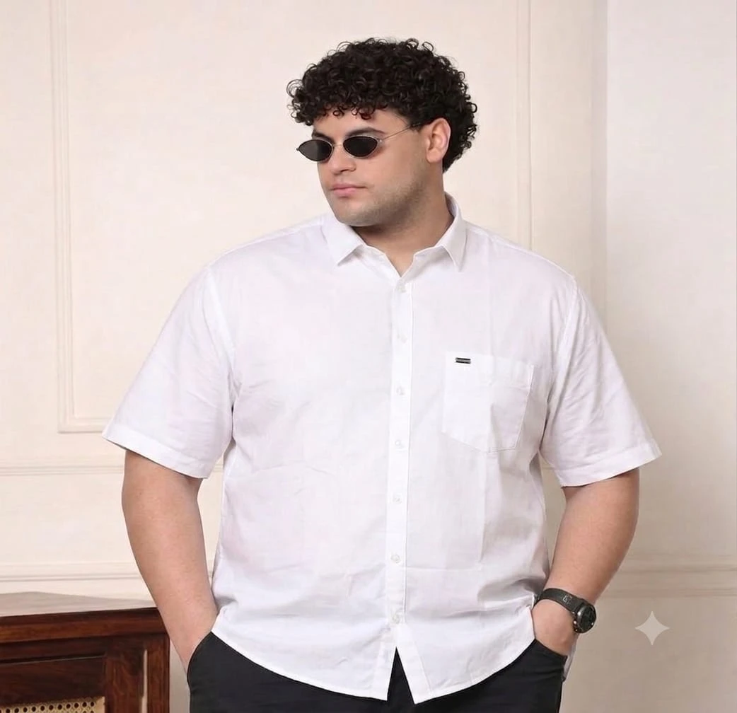 Men's Plus Size Solid Casual Shirt | Half Sleeve Cotton Blend Shirt for Men | Regular Fit Big Size Shirt (3XL to 7XL)
