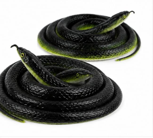 Product Name: Black & Green Realistic Coiled Snake Decorative Figurine