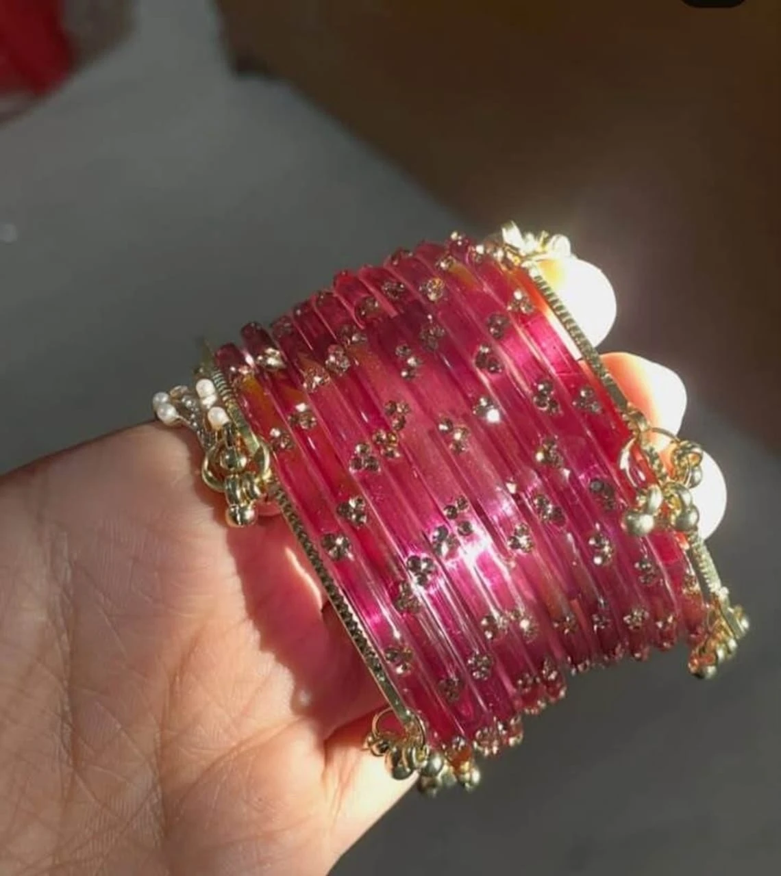 Traditional Pink Designer Bangles Set for 16 woman