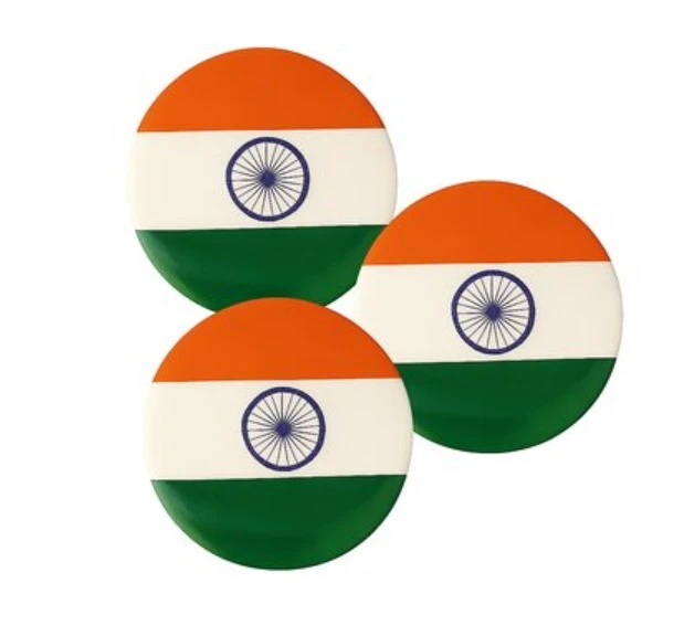 Pack of 3 Indian Tricolor Round Wall Stickers | Tiranga Flag Decorative Stickers for Independence Day & Republic Day