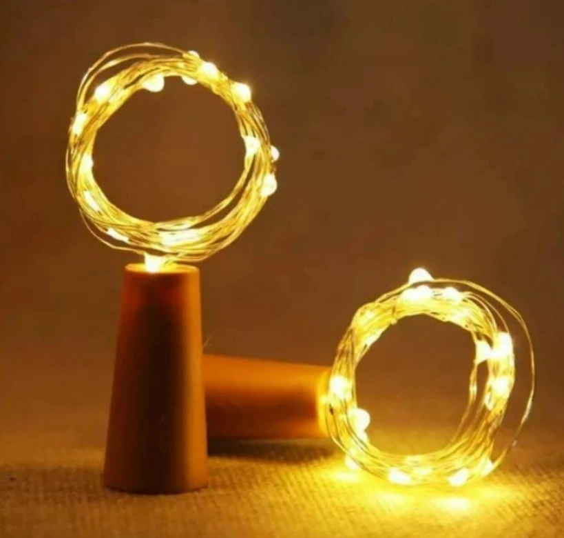Decorative Warm White LED Fairy String Lights with Bottle Cork Design | USB Battery Operated Table Lamp for Home & Party Decor