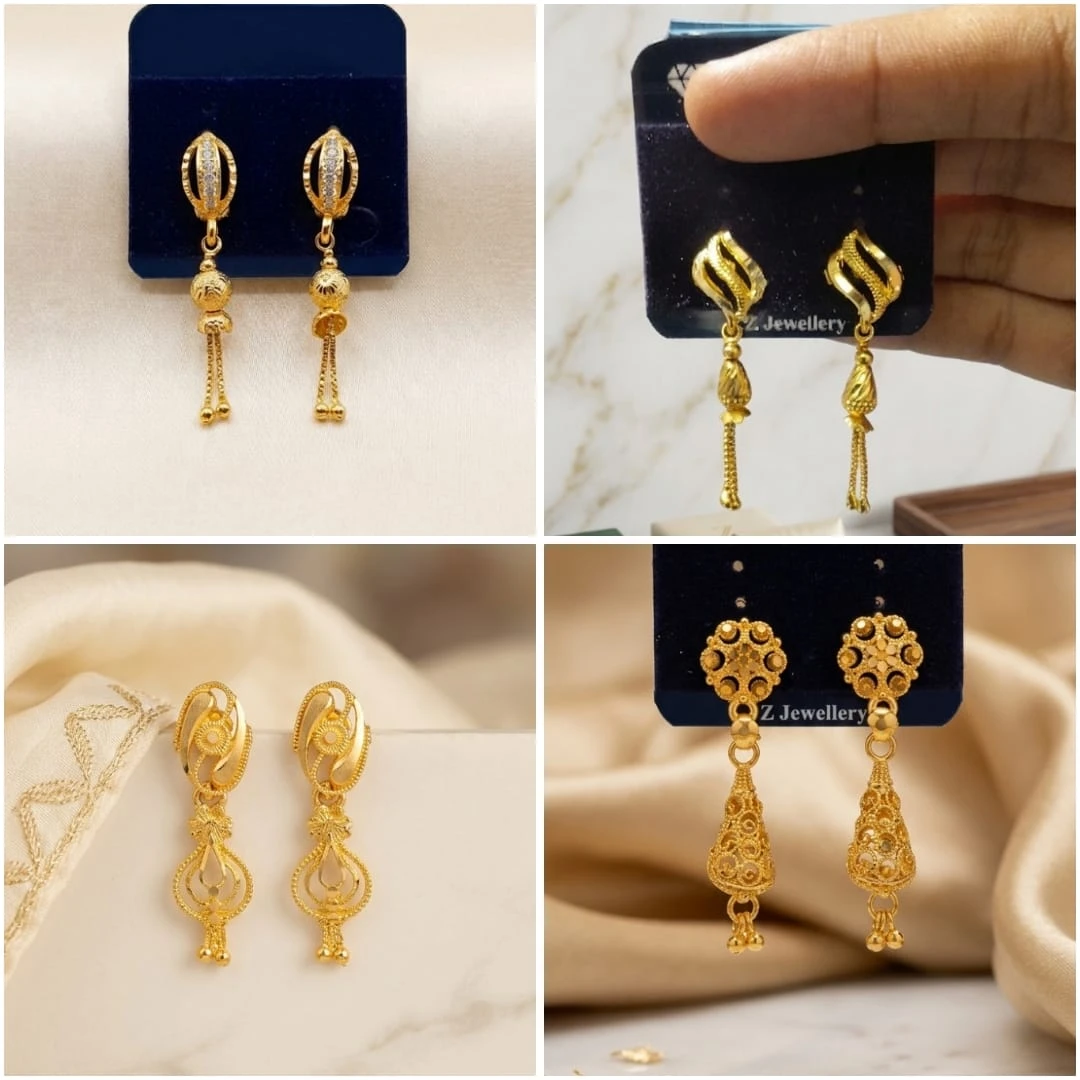 Gold Plated Designer Earrings Combo Set – Traditional Long Earrings for Women