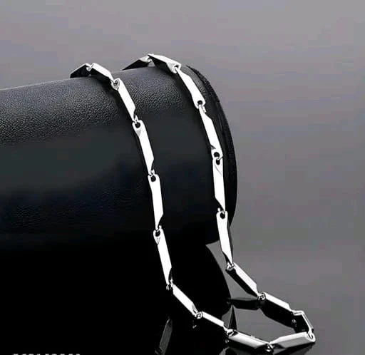 Premium Silver Stainless Steel Geometric Chain Bracelet for Men & Women