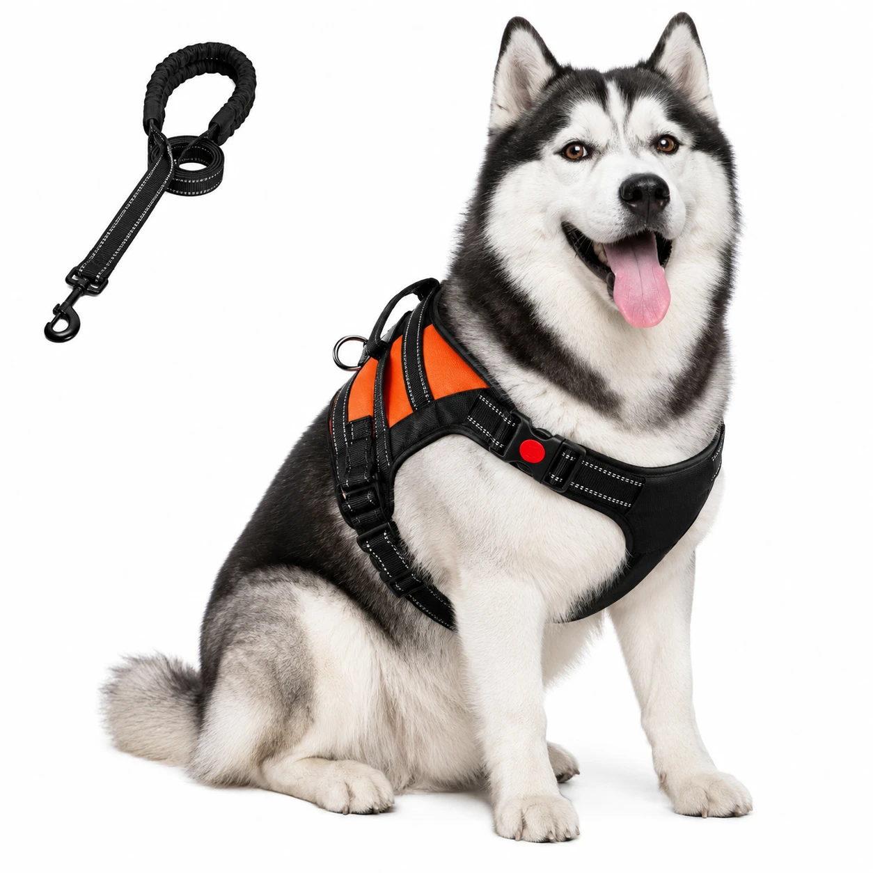 Cottoncat Dog Harness With Reflective Leash For All Size And Breed Dogs- No Pull, No Escape Chest Vest Harness Belt (Medium) Orange