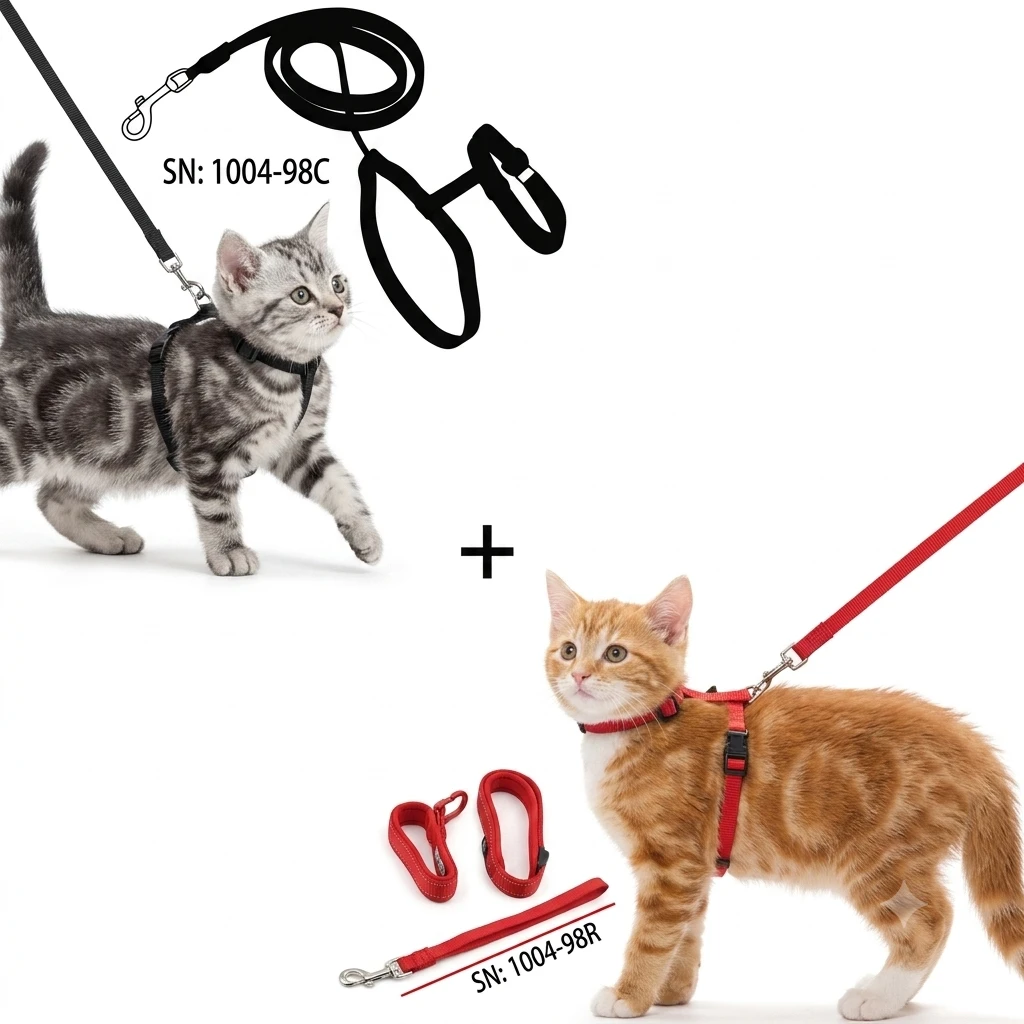 "Cat Harness and Leash Combo (2 Pcs) | Adjustable, Escape-Proof Harness for Kittens & Adult Cats