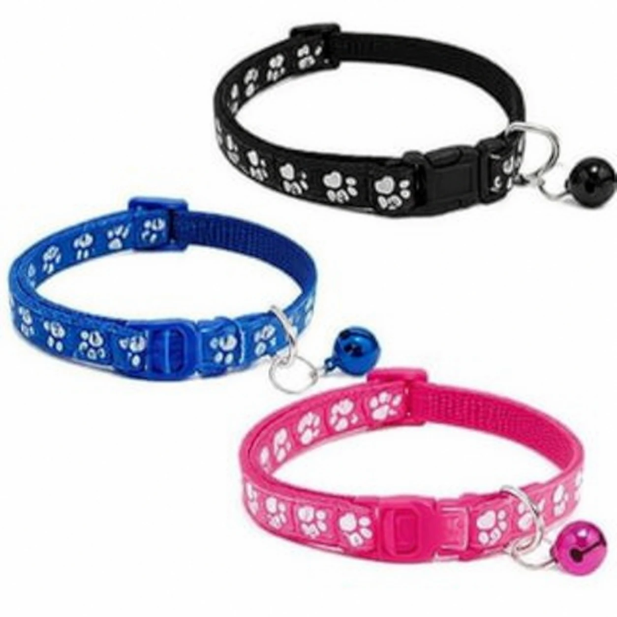 Pack of 3 Paw Print Cat Collars – Soft, Adjustable & Stylish for Cats & Kittens