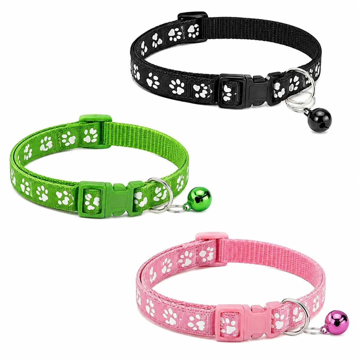 Combo Pack of 3 Paw Design Cat Collars – Comfortable & Safe for Kittens