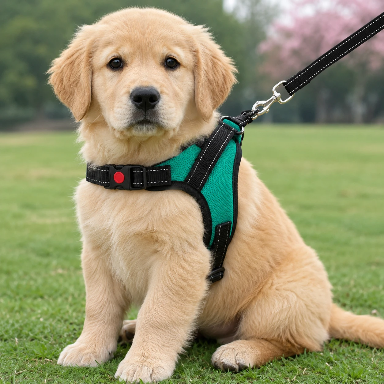 CottonCat No Pull Dog Harness Small – Adjustable Reflective Vest Harness with Easy Control Handle & No Choke Design – Teal