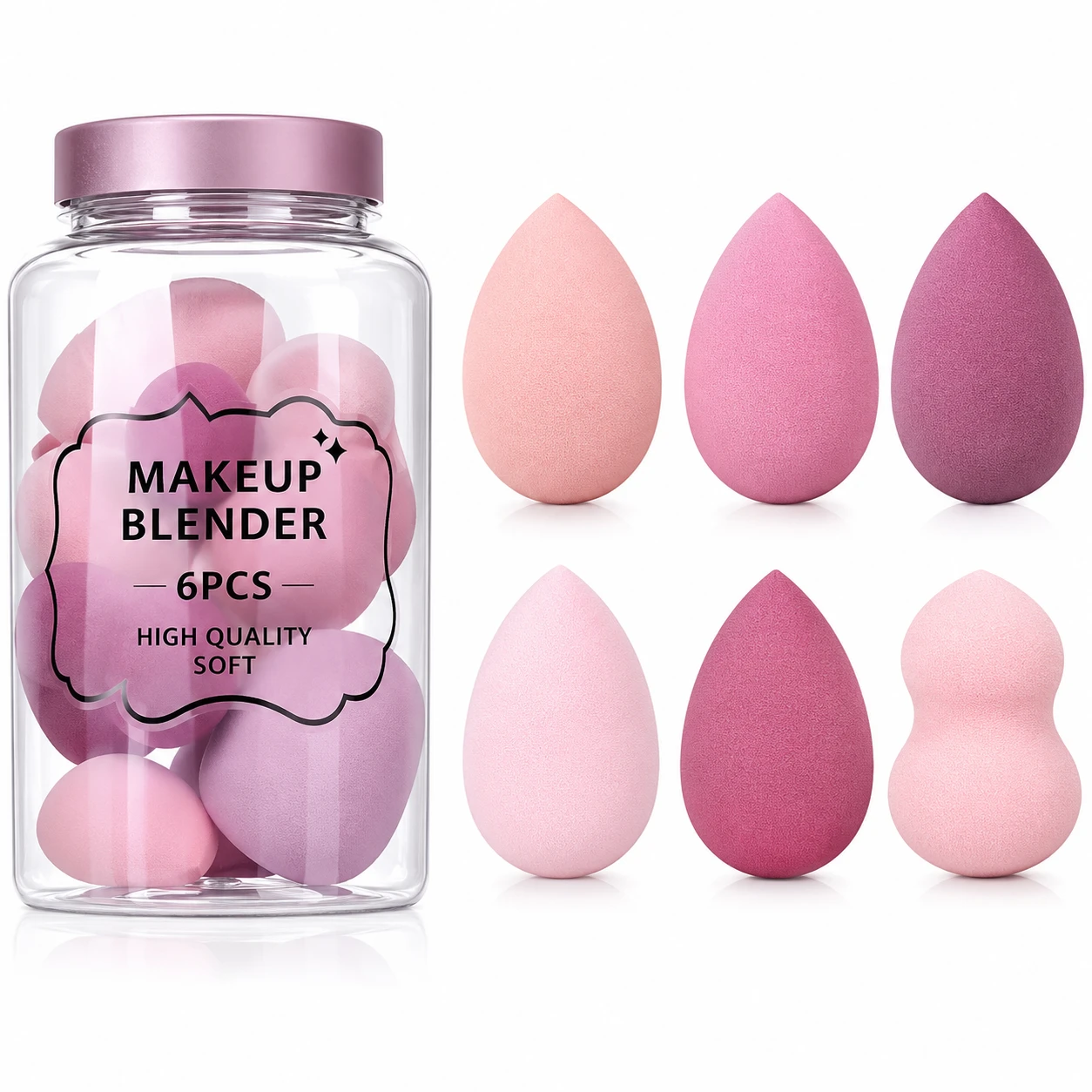 Lobe Mirale Beauty Makeup Sponge 7pcs Puff Teardrop Blender Foundation Sponge Set With jar Gift Flawless Bottle Design Drift bottle macaron makeup egg Multi-colored a1