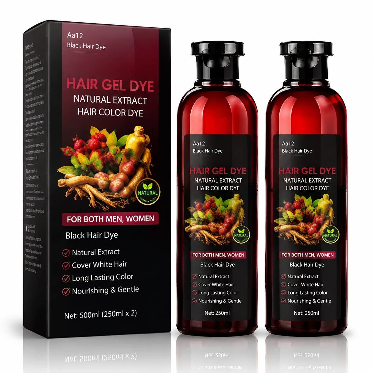 Hair Gel Dye Natural Extract Hair Color Dye for Both Men, Women Black Hair Dye (500 ML) Aa12