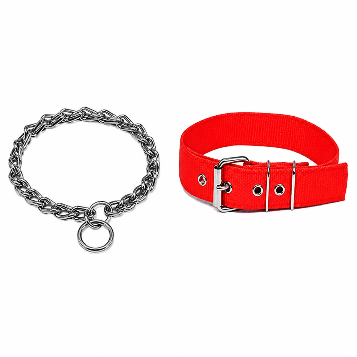 Diamond Chrome Plated Dog Collar X Large Red Strong Premium Pet Belt