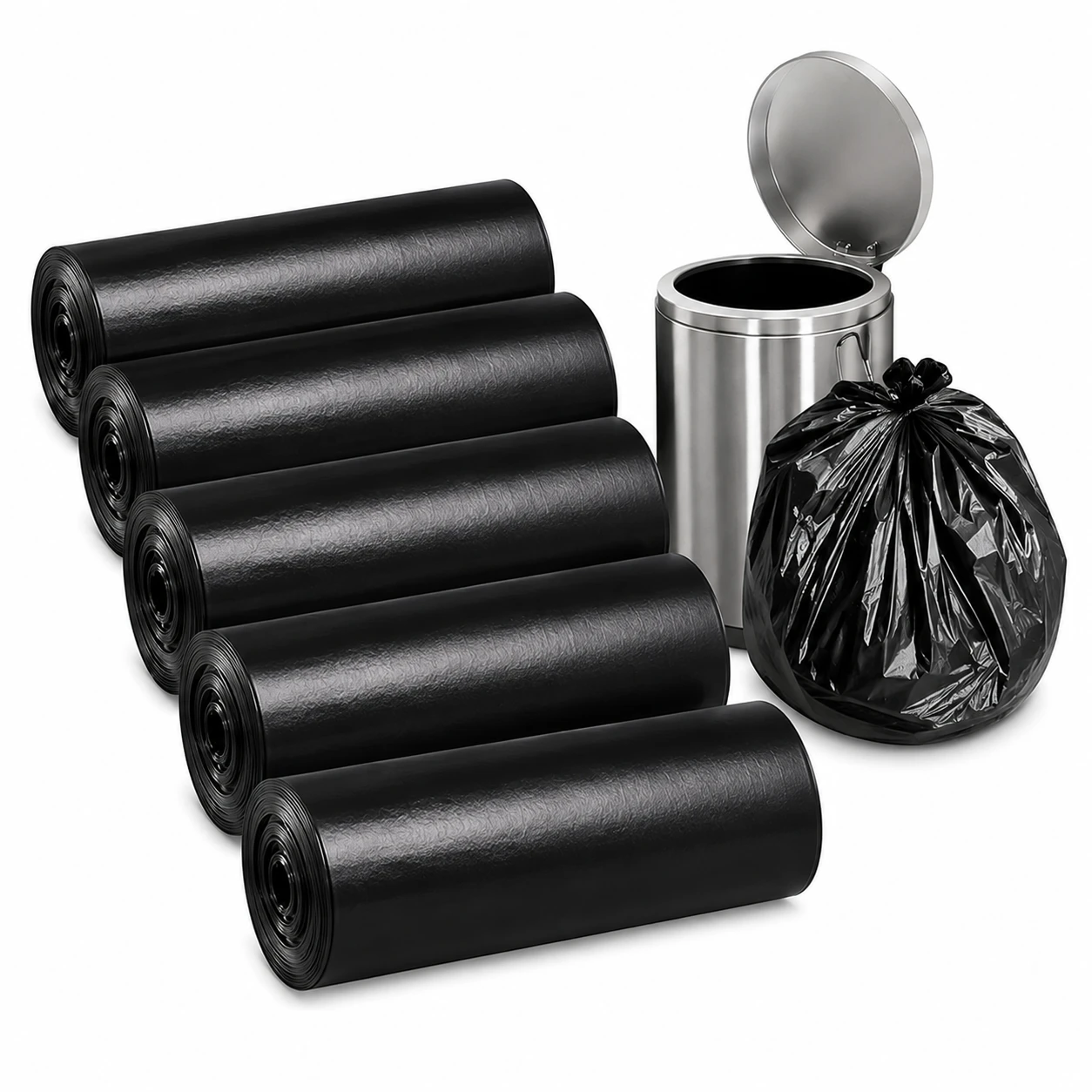 Black Garbage Bags Set-5 | Dustbin Waste Disposal Bags Roll for Home, Kitchen & Office