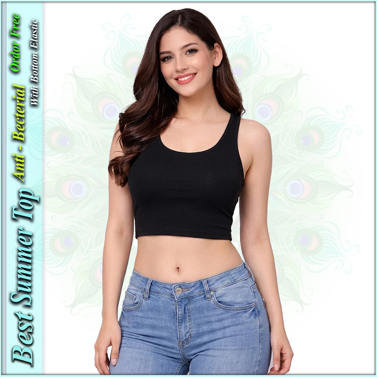 Nubile Choice Best Crop top With Bottom Elastic, Stylish top, Inner wear, Stretchable Gym top,