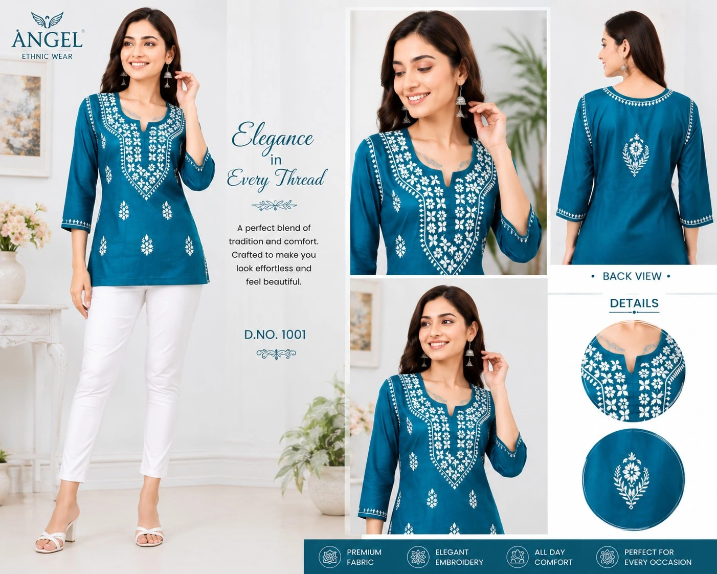 Womens Embroidered Full Sleeves Rayon Top.