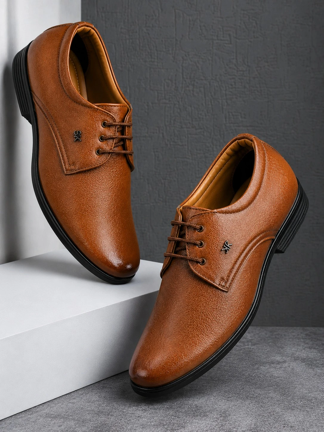 Men's Brown Formal Lace-Up Shoes | Stylish Office & Party Wear Leather Look Shoes