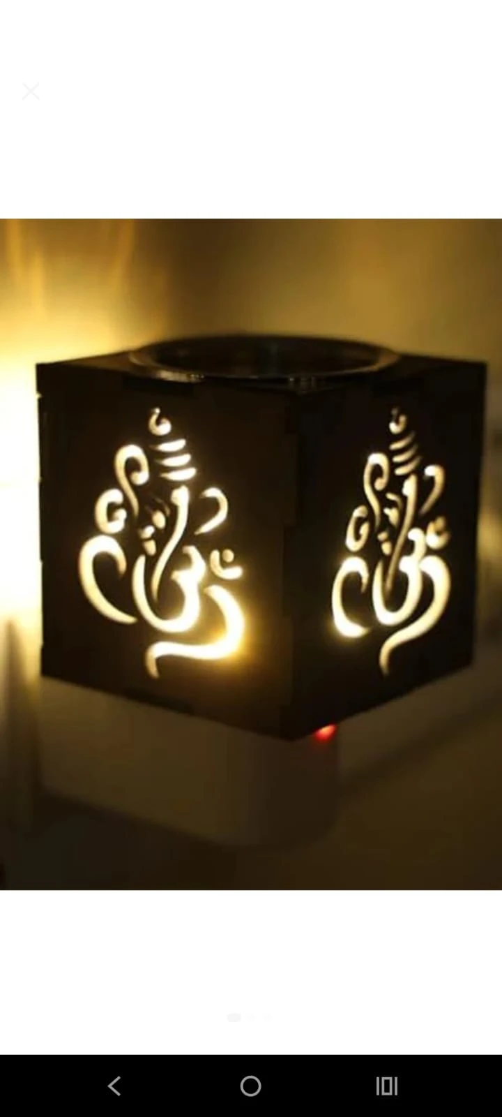 Ganesh Design Aroma Lamp | Wooden Electric Diffuser Night Lamp for Home & Pooja Decoration