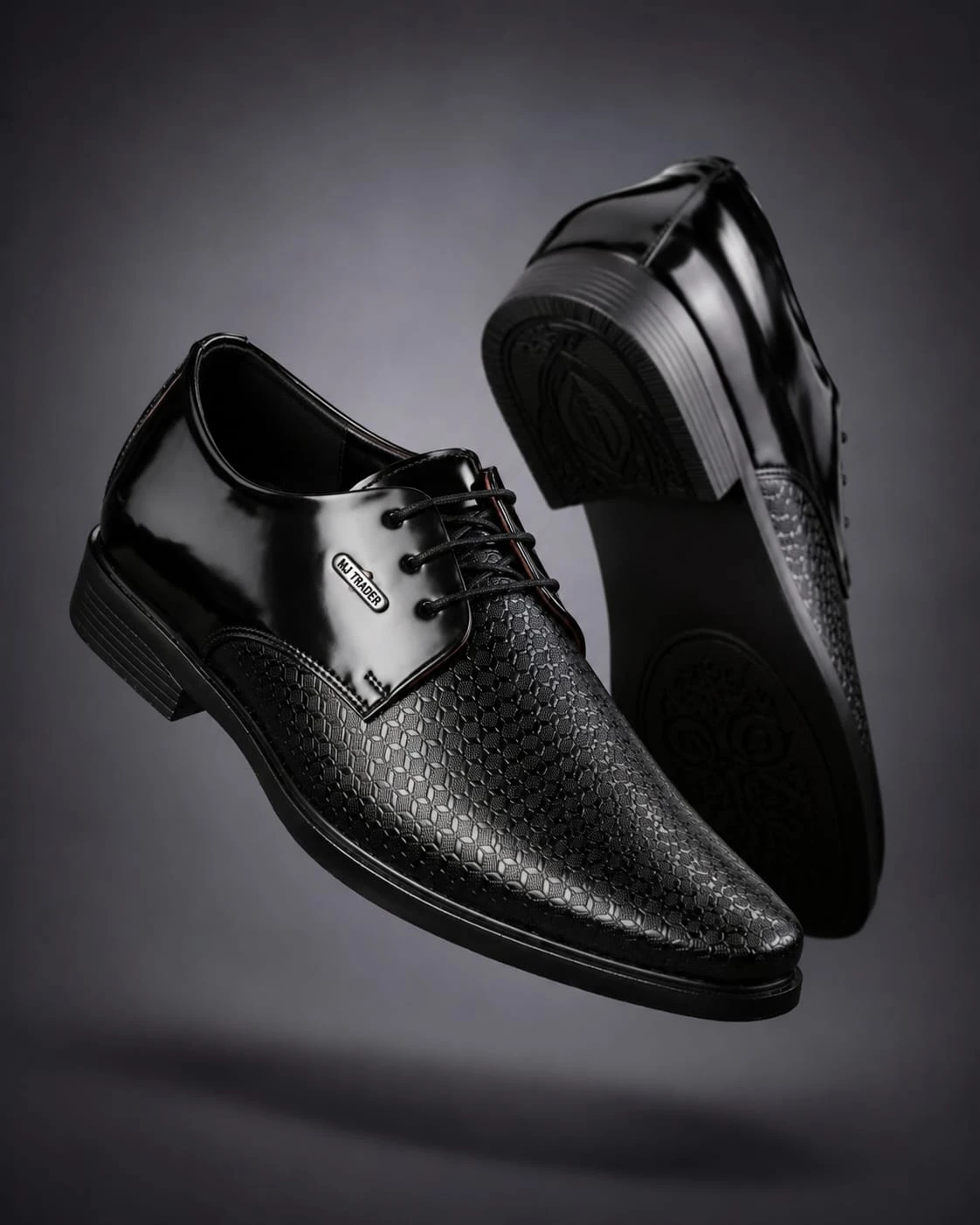 Men's Formal Lace Up Shoes | Stylish Black Leather Look Office & Party Wear Shoes