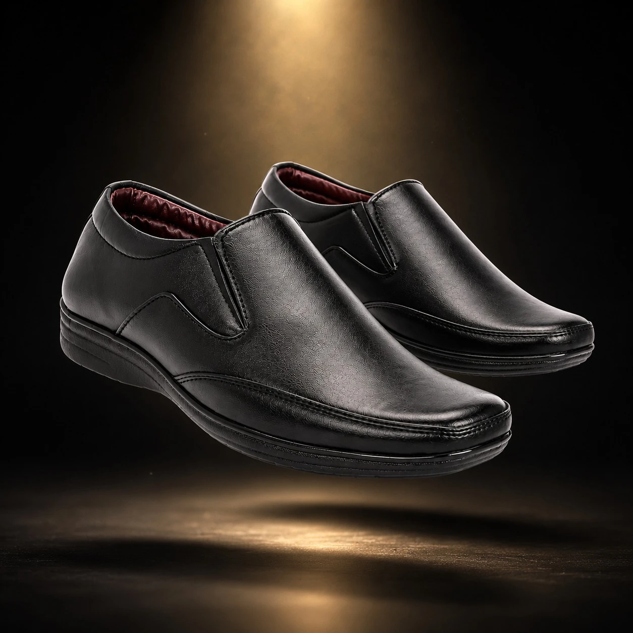 Men's Black Slip On Formal Shoes | Premium Leather Look Office & Party Wear Loafers
