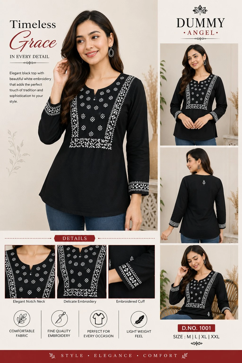 Womens Hand Embroidered Full Sleeves Rayon Top.