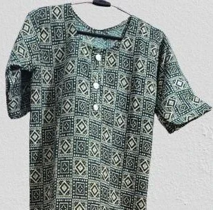 Green Cotton Foil Printed Kurti