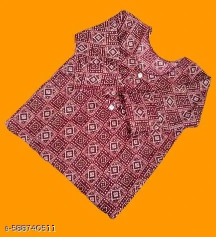 Rust Cotton Foil Printed Kurti