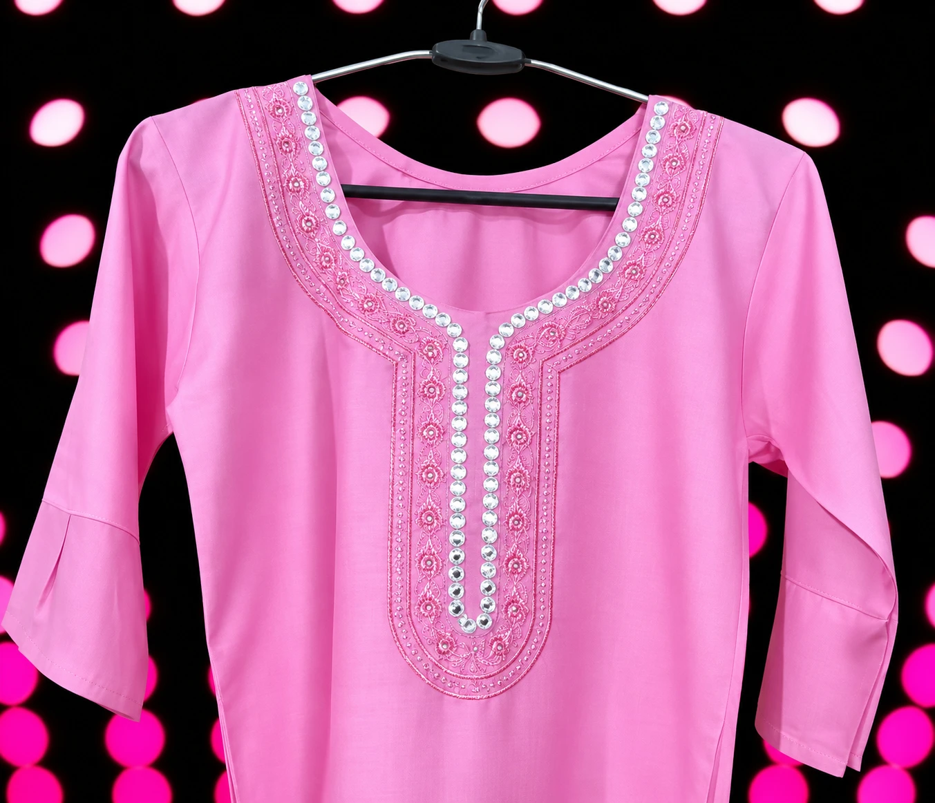 Silk Straight Embroidered Kurti