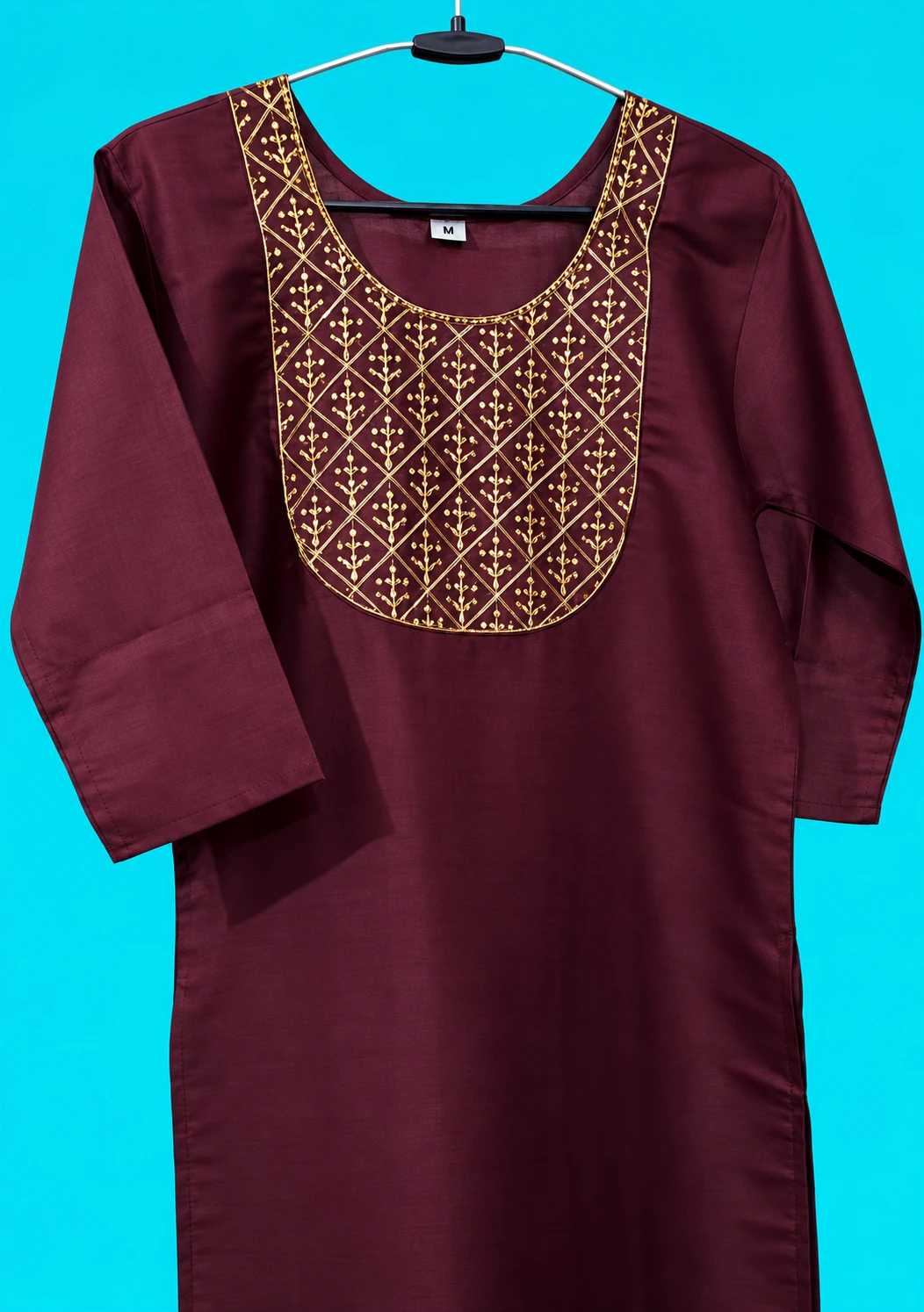 Classic Brown Women's Embroidered Kurti.