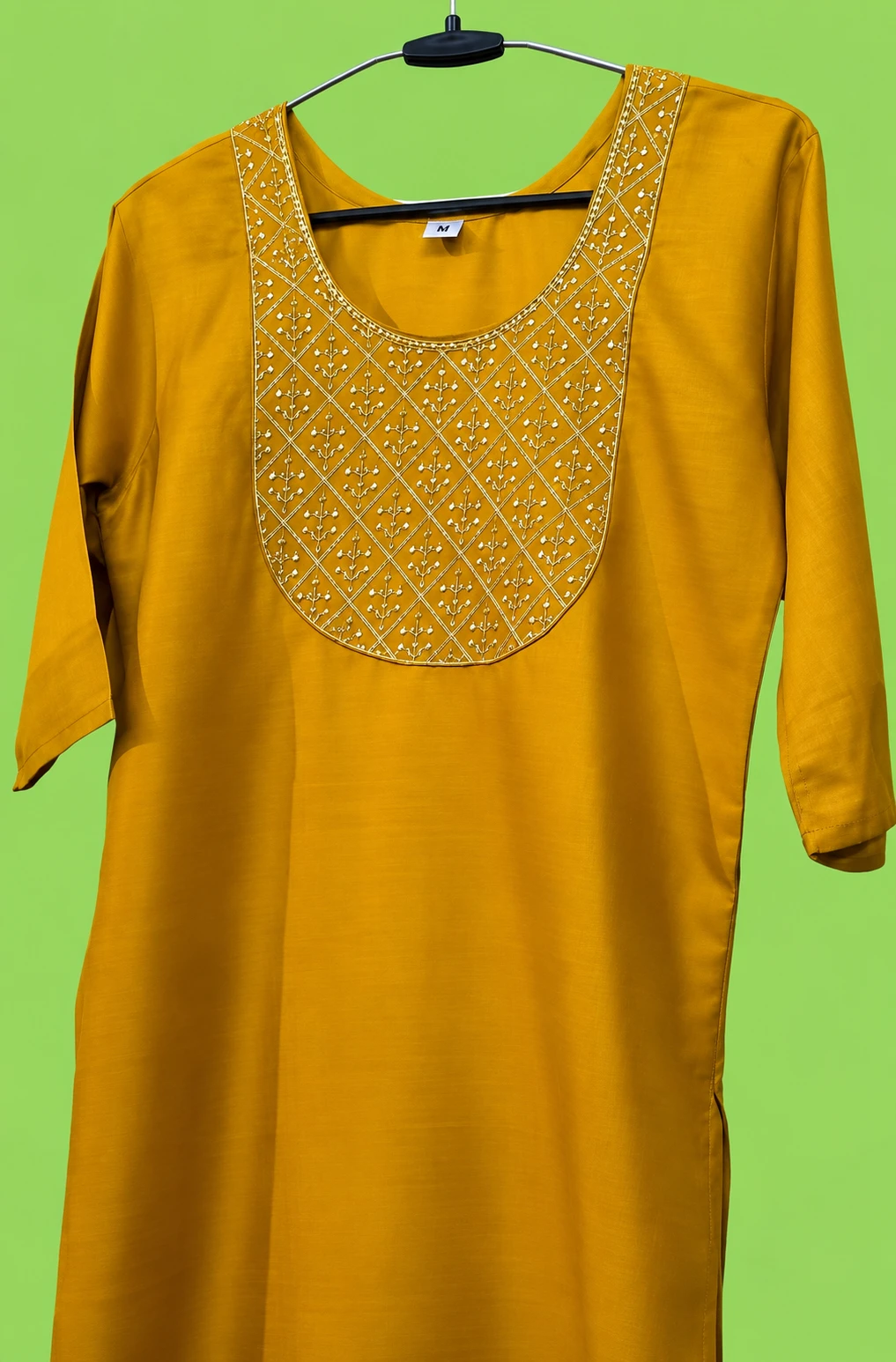 Gorgeous Golden Yellow Women's Embroidered Kurti