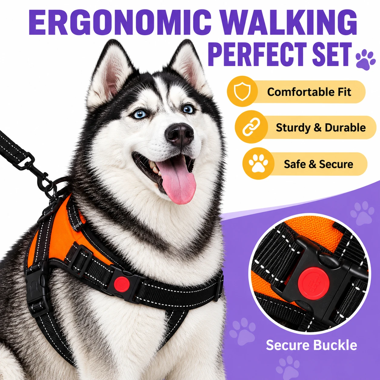 CottonCat No Pull Dog Harness ExtraLarge – Adjustable Reflective Vest Harness with Easy Control Handle & No Choke Design – Blue