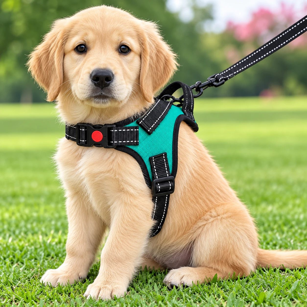 CottonCat No Pull Dog Harness Small – Adjustable Reflective Vest Harness with Easy Control Handle & No Choke Design – Teal