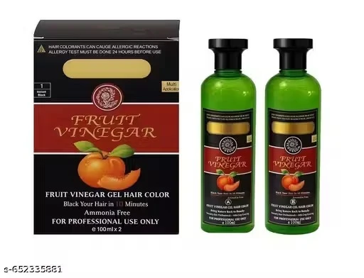 Fruit Vineger Gel Hair Color, Black | Natural Hair Dye for Men & Women | No Ammonia & No PPD, Long-Lasting, Gentle on Scalp | 100×2=200 ml Black