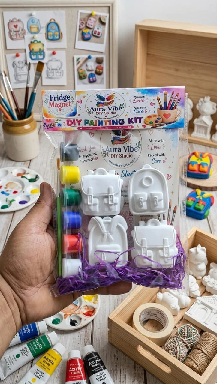 DIY Travel Plaster Painting Gift Kit | 4 Travel-Themed Figurines, Tempera Colours & Paint Brush