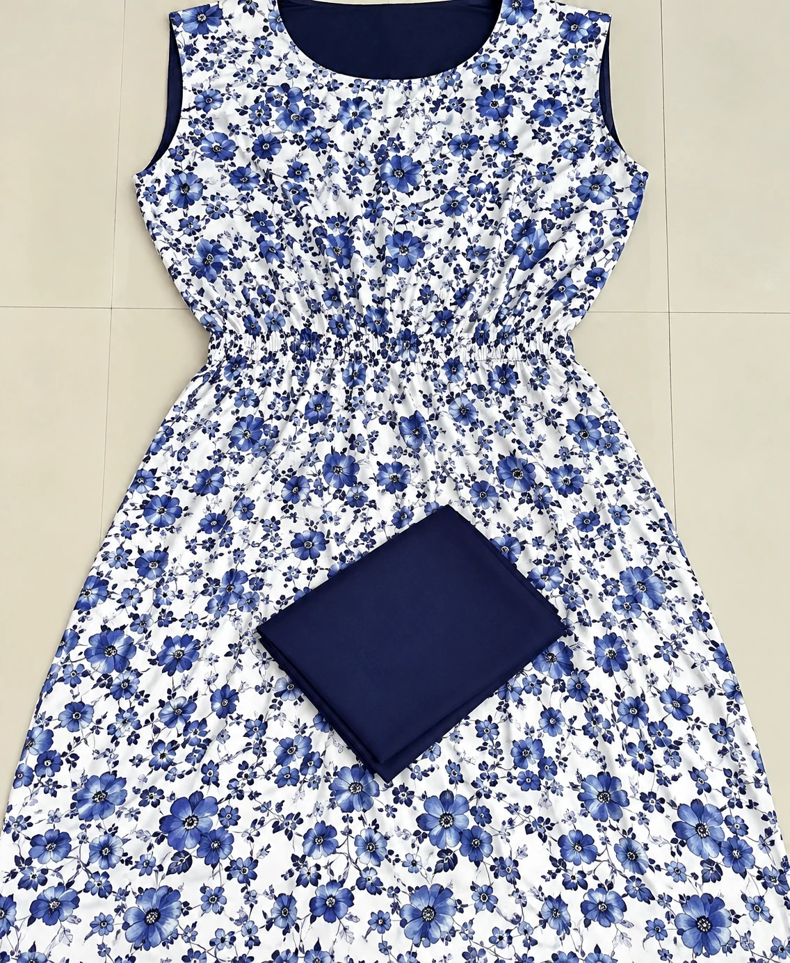 Girls & Women Blue Printed Kurti with Bottom | Stylish Ethnic Wear Kurta Set for Girls & Women