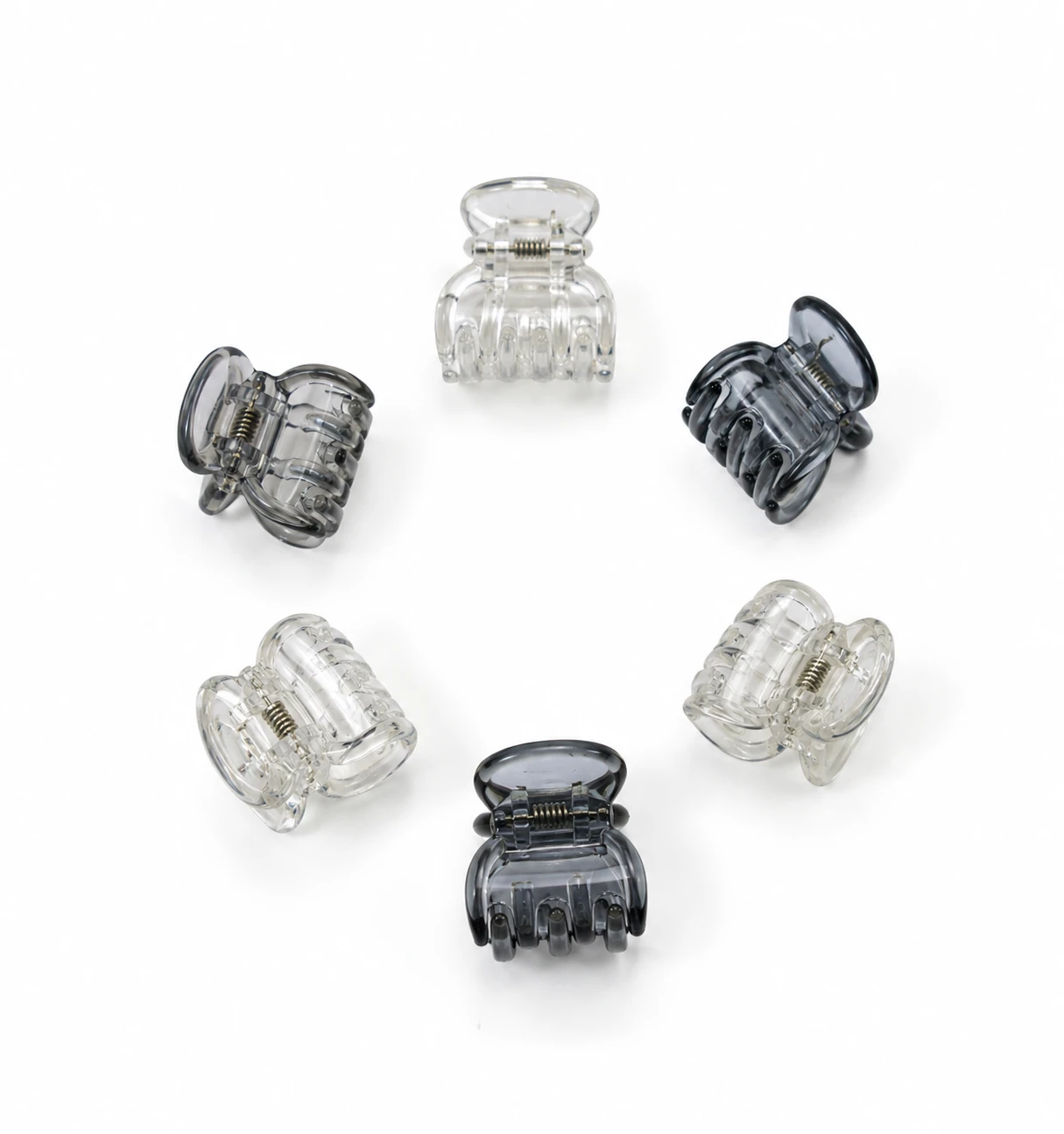 Transparent Korean Style Mini Hair Claw Clips Set (Pack of 6)