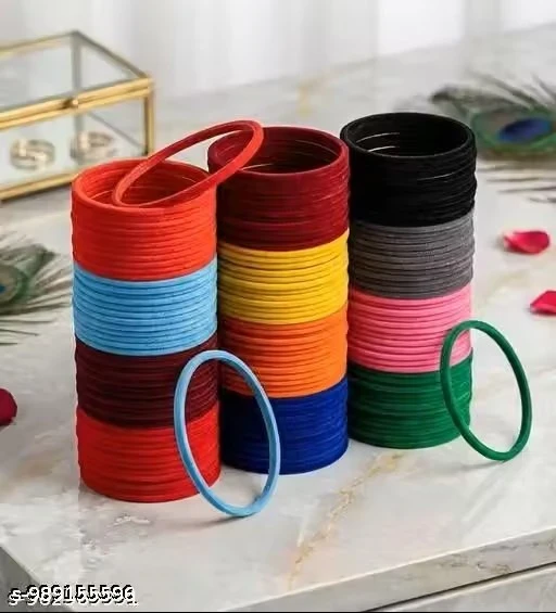 Trending Metal Velvet Bangle Set of 144 Bangles