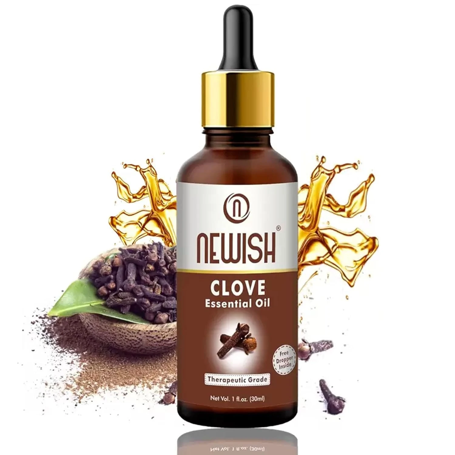 Newish Clove Oil 100% Pure & Natural | 30 ML | Undiluted with High Potency Essential Oil for Toothache | Gum Care | Skin | Hair | Pimples | Acne | T-Zone & Underarm
