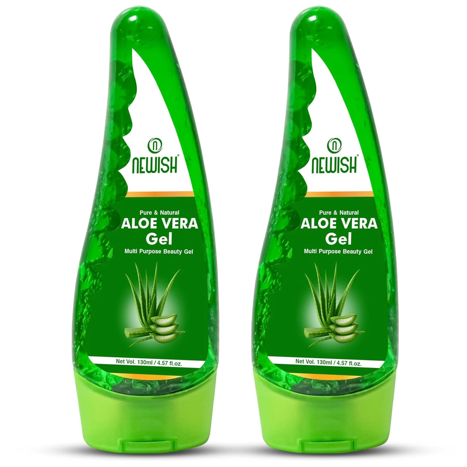 Newish Pure Organic Aloe Vera Gel 130ml – Natural Hydration for Face, Skin & Hair | Soothing, Nourishing & Hair Growth Support | Men & Women | Pack of 2