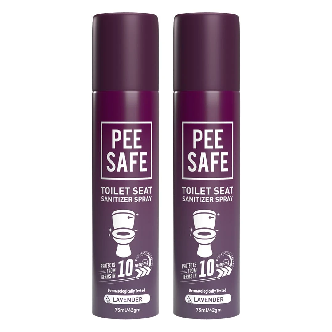 Pee Safe Toilet Seat Sanitizer, Lavender 75ml (Pack of 2), Reduces UTI Risk Reduces The Risk Of UTI & Other Infections, Protects From 99.9% Germs in 10 Seconds, Travel Friendly, Anti Odour