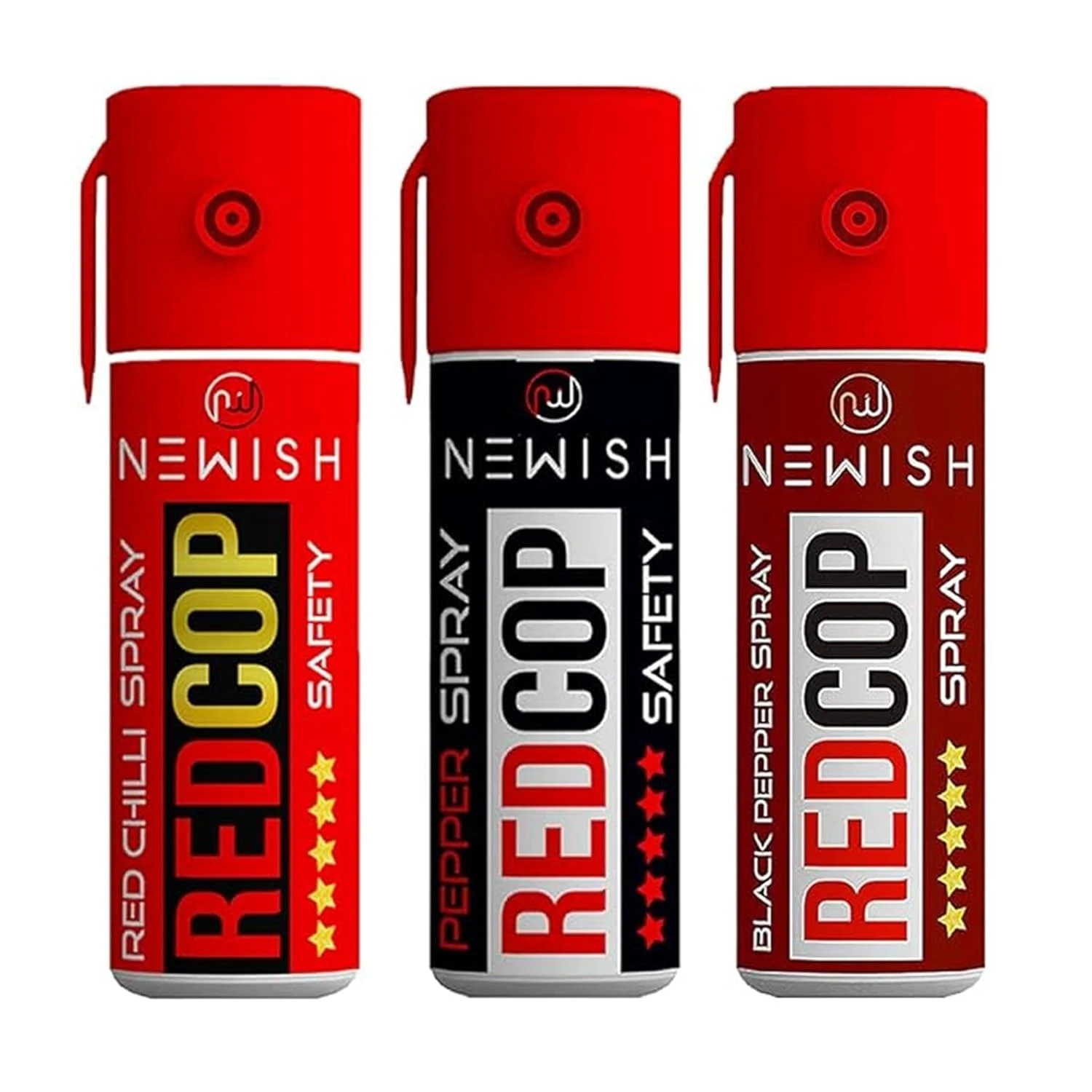 Newish Self Defence Pepper Spray Combo - 55 ML Each (Black Pepper, Red Chilli & Regular) | Pocket-Sized Personal Safety Spray for Women & Men | 15 ft Long Range, Quick-Action, Non-Lethal