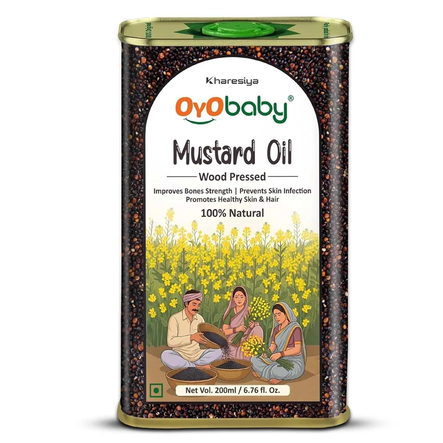 OYO BABY 100% Natural Wood Pressed Baby Hair Oil for New Born With Mustard Baby Oil | Mustard Oil For New Born Baby Massage, Skin & Hair Care | 200ml